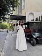 Long White Polka Dot Dress