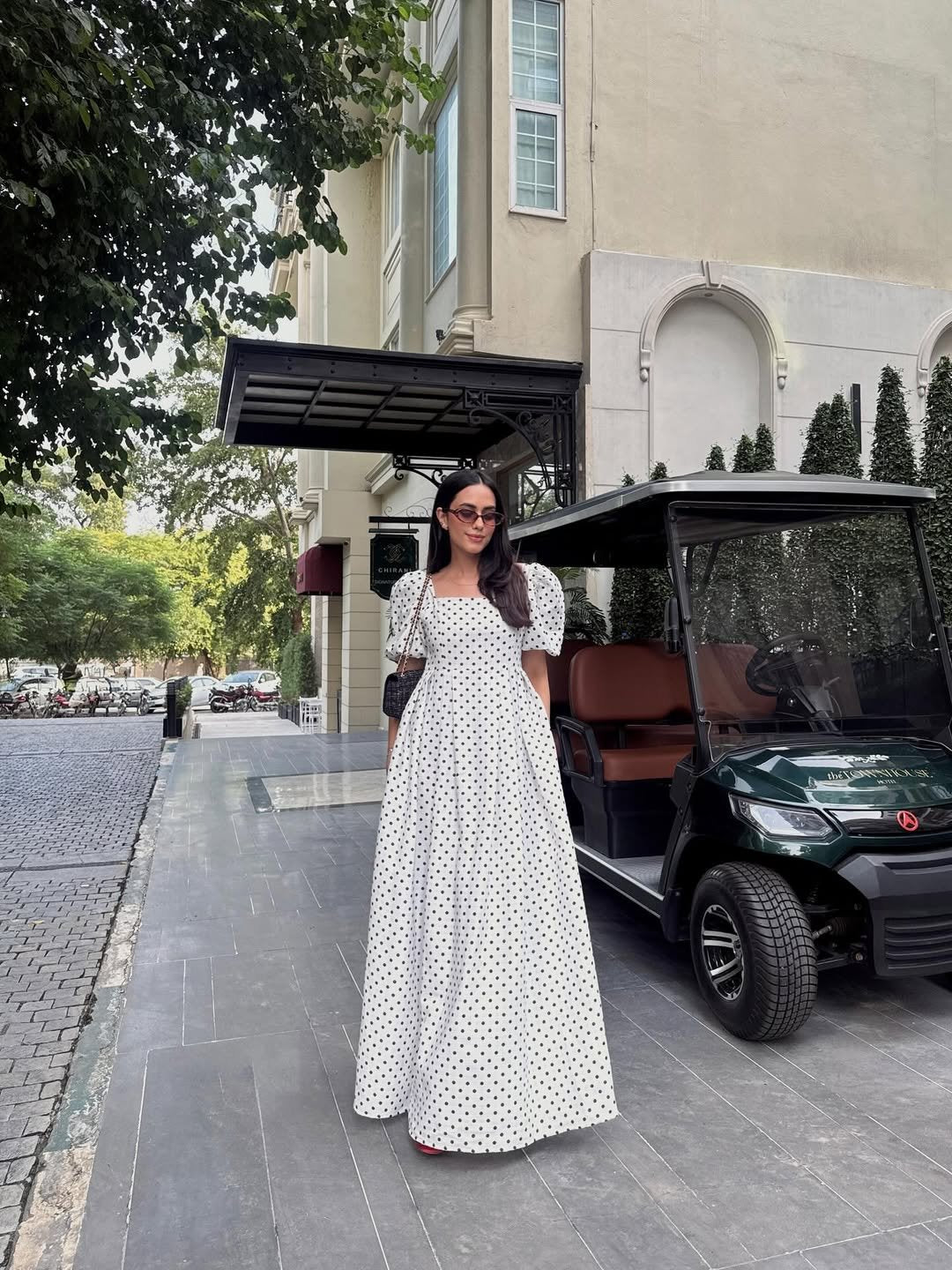 Long White Polka Dot Dress