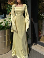 Pastel Yellow Satin Gown