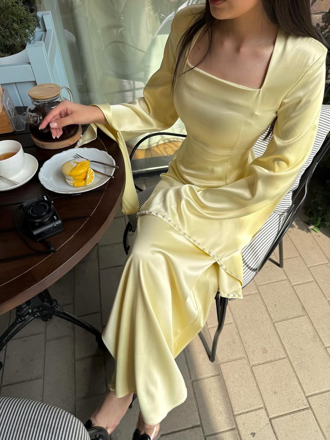 Pastel Yellow Satin Gown