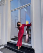 Red Gamine Full-Sleeved Dress
