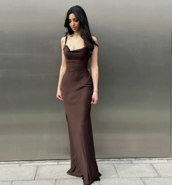 Chocolate Brown Slip Dress - Image 2