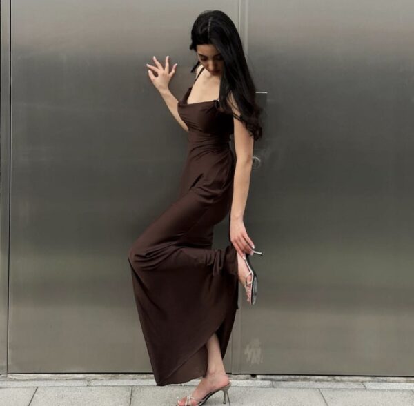 Chocolate Brown Slip Dress - Image 3