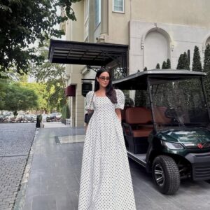 Long White Polka Dot Dress